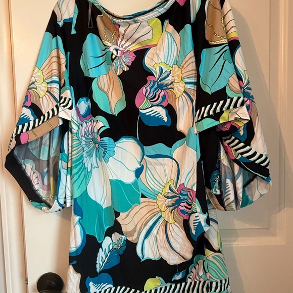 TRINA TURK SINTRA FLORA SWIMSUIT COVER-UP TUNIC MINI DRESS SMALL - Picture 12 of 13